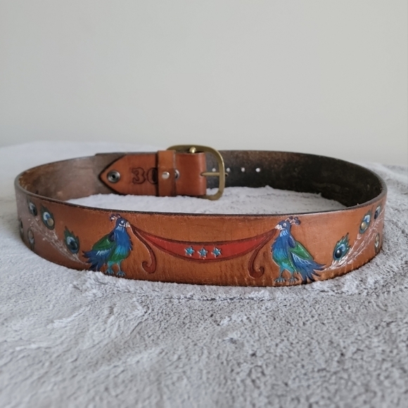 Stowe Provisions Accessories - Vintage STOWE PROVISIONS TX  Hand Tooled Leather Belt size 30